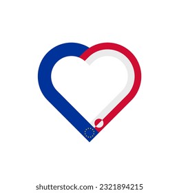 unity concept. heart ribbon icon of european union and greenland flags. vector illustration isolated on white background