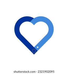 unity concept. heart ribbon icon of european union and somalia flags. vector illustration isolated on white background