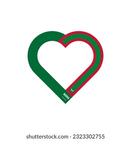 unity concept. heart ribbon icon of saudi arabia and maldives flags. vector illustration isolated on white background
