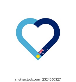concepto de unidad. icono de la cinta de corazón de las banderas de palau y australia. ilustración vectorial aislada en fondo blanco