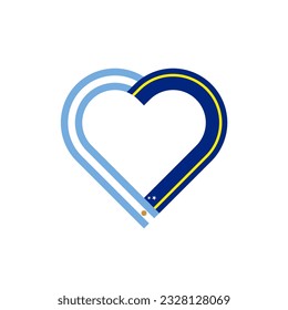 unity concept. heart ribbon icon of argentina and curacao flags. vector illustration isolated on white background