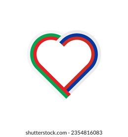 concepto de unidad. icono de la cinta de corazón de bulgaria y banderas de rusia. ilustración vectorial aislada en fondo blanco