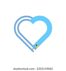 unity concept. heart ribbon icon of argentina and saint lucia flags. vector illustration isolated on white background