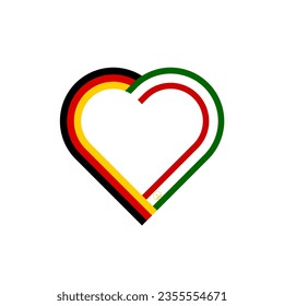 unity concept. heart ribbon icon of germany and tajikistan flags. vector illustration isolated on white background