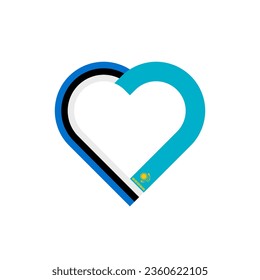 unity concept. heart ribbon icon of estonia and kazakhstan flags. vector illustration isolated on white background