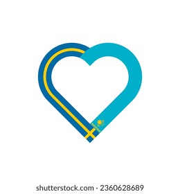 unity concept. heart ribbon icon of sweden and kazakhstan flags. vector illustration isolated on white background