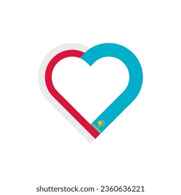 unity concept. heart ribbon icon of poland and kazakhstan flags. vector illustration isolated on white background