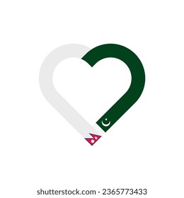 unity concept. heart ribbon icon of nepal and pakistan flags. vector illustration isolated on white background