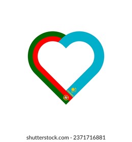unity concept. heart ribbon icon of portugal and kazakhstan flags. vector illustration isolated on white background