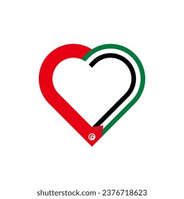 unity concept. heart ribbon icon of tunisia and palestine flags. vector illustration isolated on white background