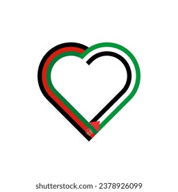 unity concept. heart ribbon icon of afghanistan and palestine flags. vector illustration isolated on white background