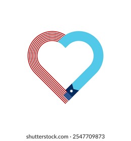 unity concept. heart ribbon icon of american and minnesota flags. vector illustration isolated on white background