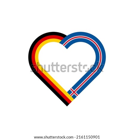 unity concept. heart ribbon icon of germany and iceland flags. vector illustration isolated on white background