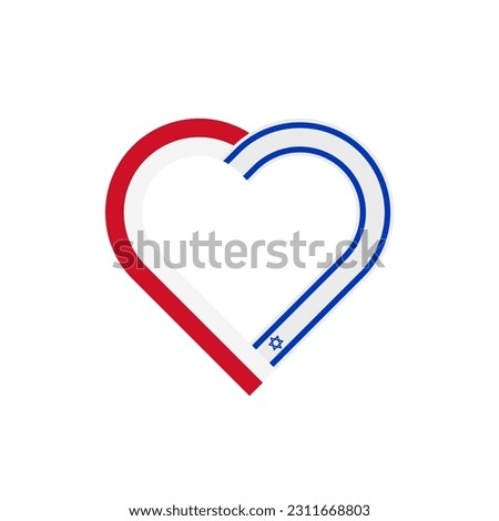 unity concept. heart ribbon icon of israel and indonesia flags. vector illustration isolated on white background