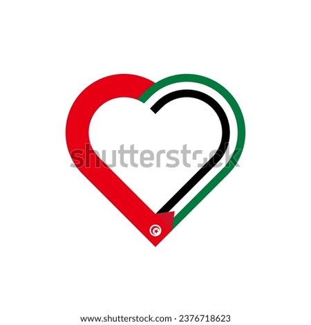 unity concept. heart ribbon icon of tunisia and palestine flags. vector illustration isolated on white background