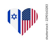 unity concept. heart shape icon with israel and american flags. vector illustration isolated on white background