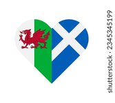 unity concept. heart shape icon of wales and scotland flags. vector illustration isolated on white background
