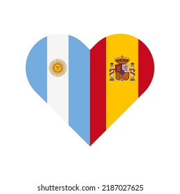 unity concept. heart shape icon with argentina and spain flags. vector illustration isolated on white background