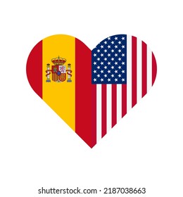 unity concept. heart shape icon with american and spain flags. vector illustration isolated on white background