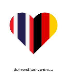 unity concept. heart shape icon of thailand and germany flags. vector illustration isolated on white background