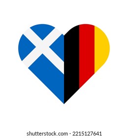 unity concept. heart shape icon of scotland and germany flags. vector illustration isolated on white background