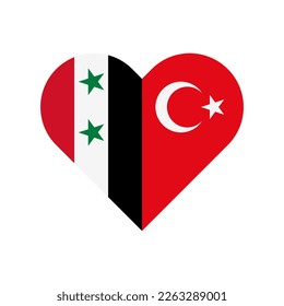 unity concept. heart shape icon of syria an turkey flags. vector illustration isolated on white background