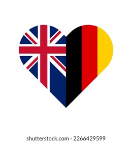 unity concept. heart shape icon of united kingdom and germany flags. vector illustration isolated on white background