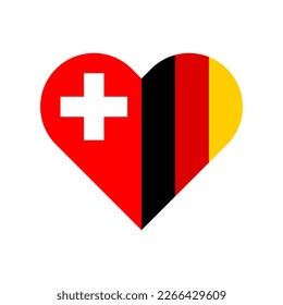 unity concept. heart shape icon of switzerland and germany flags. vector illustration isolated on white background