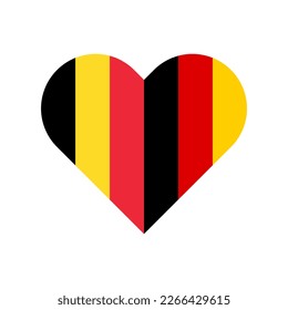unity concept. heart shape icon of belgium and germany flags. vector illustration isolated on white background