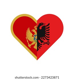 unity concept. heart shape icon of montenegro and albania flags. vector illustration isolated on white background