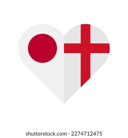unity concept. heart shape icon of japan and england flags. vector illustration isolated on white background