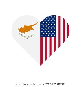 unity concept. heart shape icon of cyprus and united states flags. vector illustration isolated on white background
