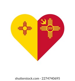 unity concept. heart shape icon of new mexico and albuquerque flags. vector illustration isolated on white background