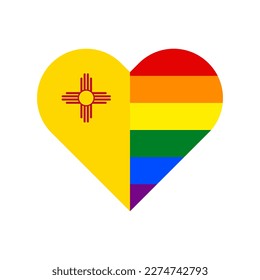 concepto de unidad. ícono de forma cardíaca de las nuevas banderas de méxico y arcoiris. ilustración vectorial aislada en fondo blanco