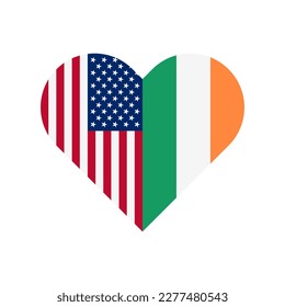 unity concept. heart shape icon of united states and ireland flags. vector illustration isolated on white background