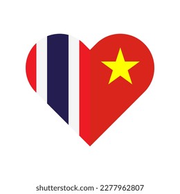 unity concept. heart shape icon of thailand and vietnam flags. vector illustration isolated on white background