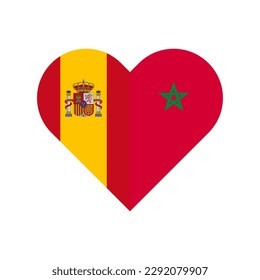 unity concept. heart shape icon of spain and morocco flags. vector illustration isolated on white background