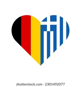 unity concept. heart shape icon of germany and greece flags. vector illustration isolated on white background