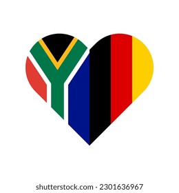 unity concept. heart shape icon of south africa and germany flags. vector illustration isolated on white background