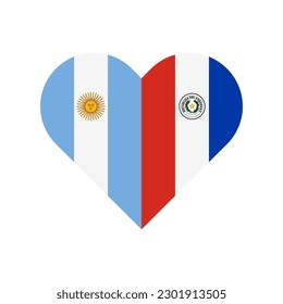 unity concept. heart shape icon of argentina and paraguay flags. vector illustration isolated on white background