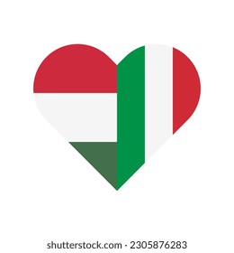 unity concept. heart shape icon of hungary and italy flags. vector illustration isolated on white background