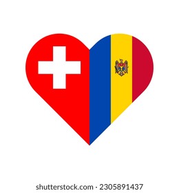 unity concept. heart shape icon of switzerland and moldova flags. vector illustration isolated on white background