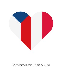 unity concept. heart shape icon of czech republic and poland flags. vector illustration isolated on white background