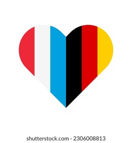 unity concept. heart shape icon of luxembourg and germany flags. vector illustration isolated on white background