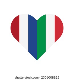 unity concept. heart shape icon of netherlands and italy flags. vector illustration isolated on white background