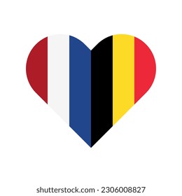 unity concept. heart shape icon of netherlands and belgium flags. vector illustration isolated on white background