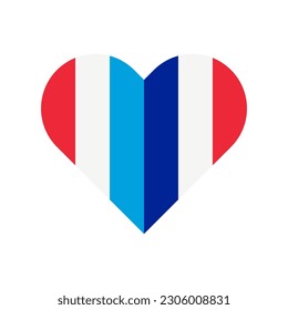 unity concept. heart shape icon of luxembourg and france flags. vector illustration isolated on white background