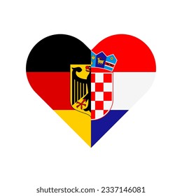 unity concept. heart shape icon of germany and croatia flags. vector illustration isolated on white background