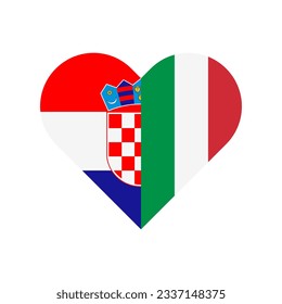 unity concept. heart shape icon of croatia and italy flags. vector illustration isolated on white background