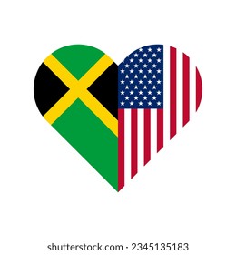 unity concept. heart shape icon of jamaica and united states flags. vector illustration isolated on white background